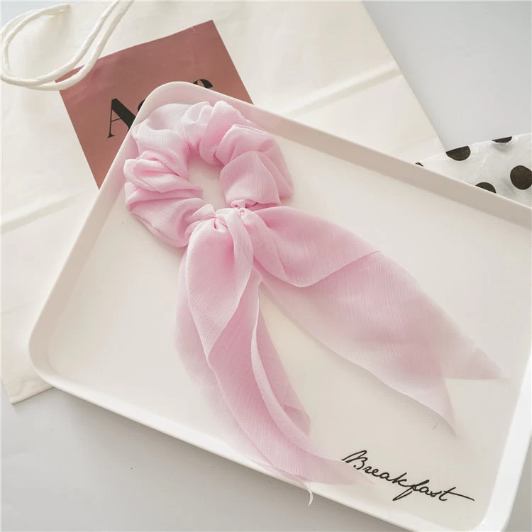 Chiffon Plain Scrunchies With Tail - Image 11