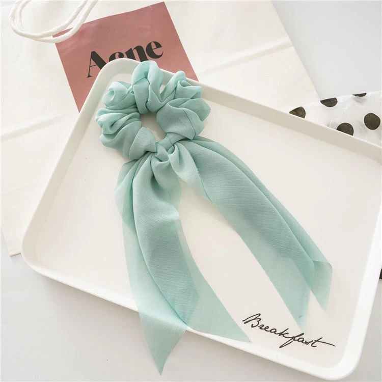 Chiffon Plain Scrunchies With Tail - Image 12