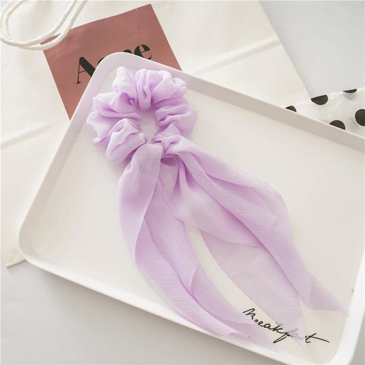 Chiffon Plain Scrunchies With Tail - Image 13