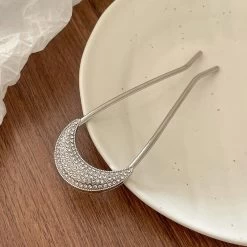 Rhinestones Metal Hair Fork