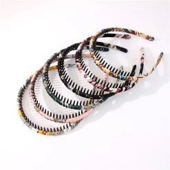 Printed Satin Ruched Headband With Teeth