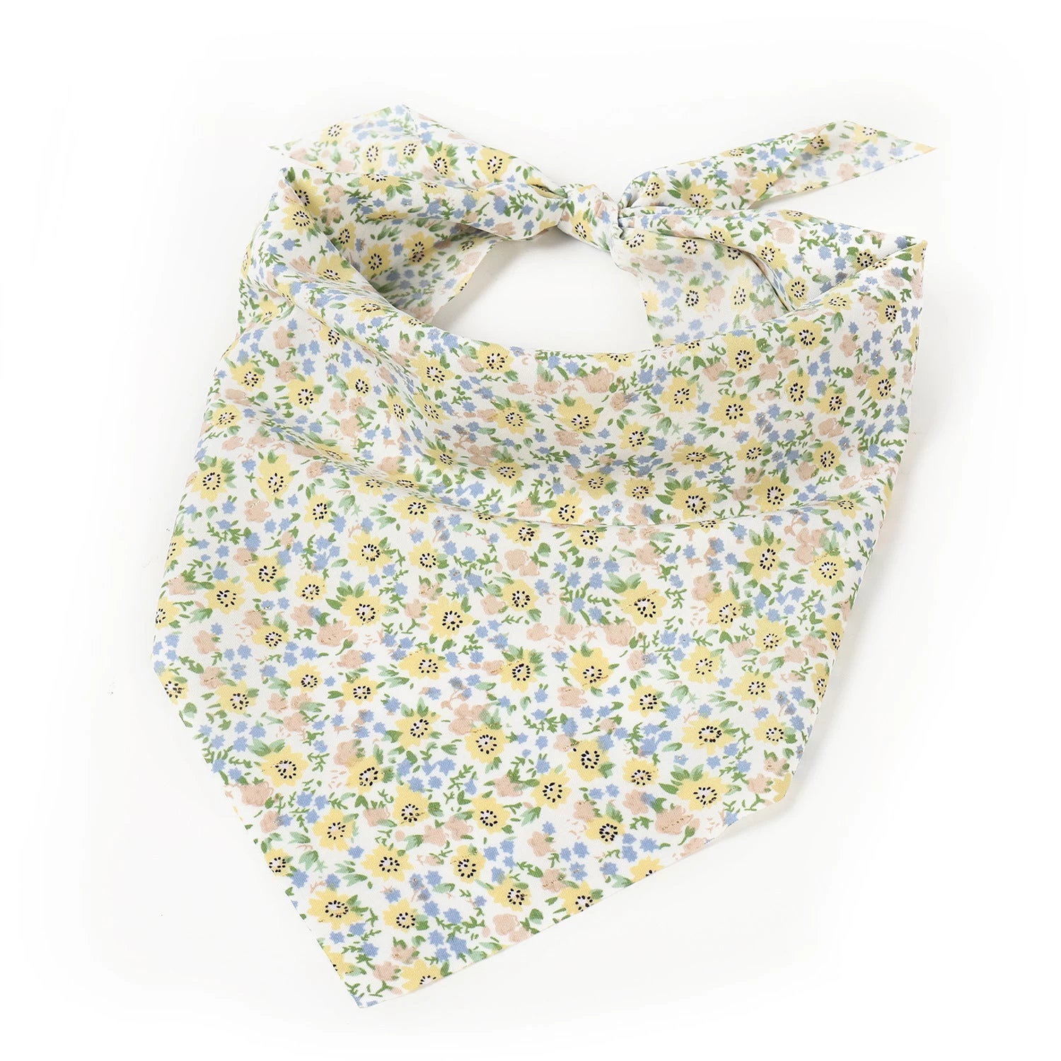 Country Flowers Print Tie-up Triangle Scarf - Image 5