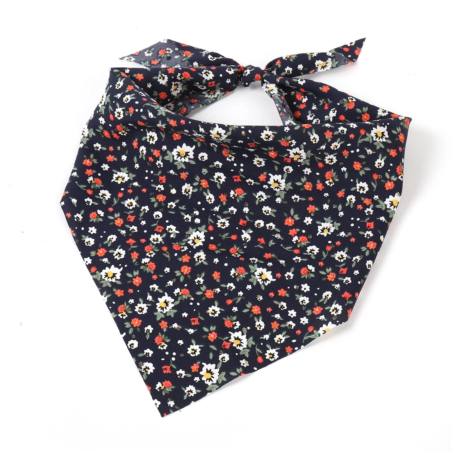 Country Flowers Print Tie-up Triangle Scarf - Image 3