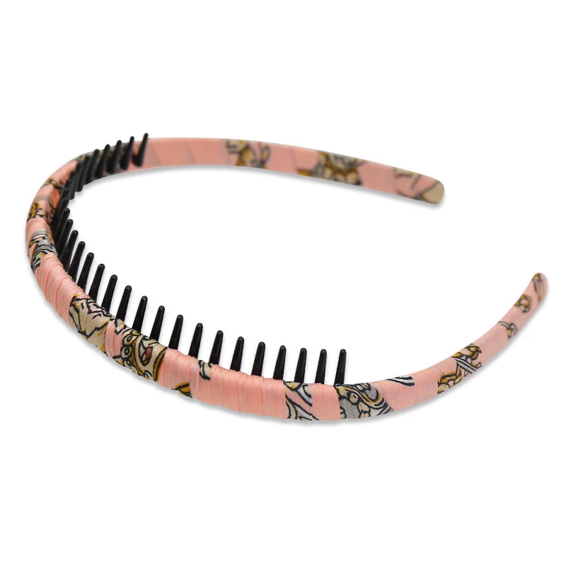 Printed Satin Ruched Headband With Teeth - Image 5