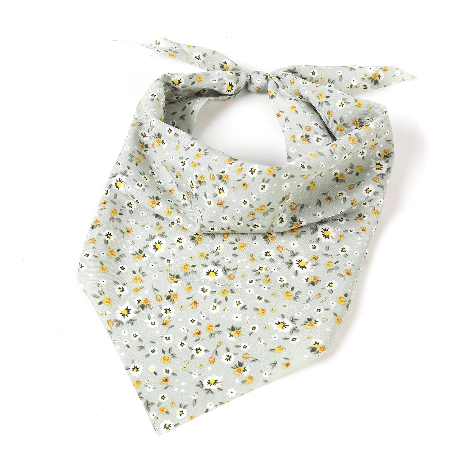 Country Flowers Print Tie-up Triangle Scarf - Image 9