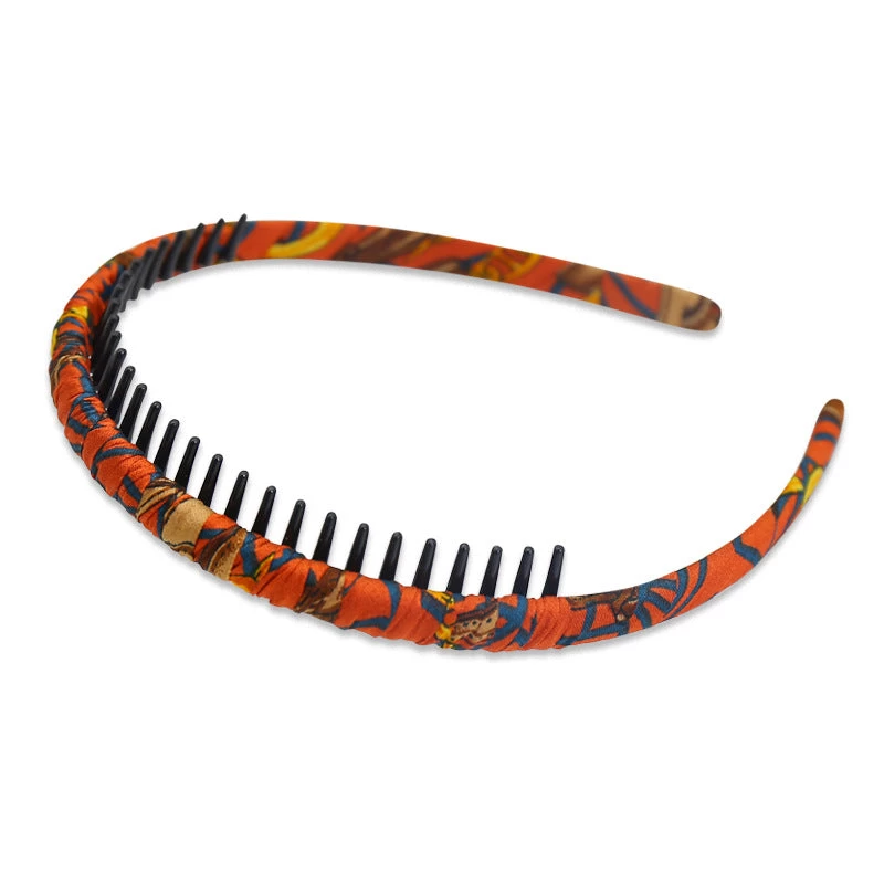 Printed Satin Ruched Headband With Teeth - Image 6