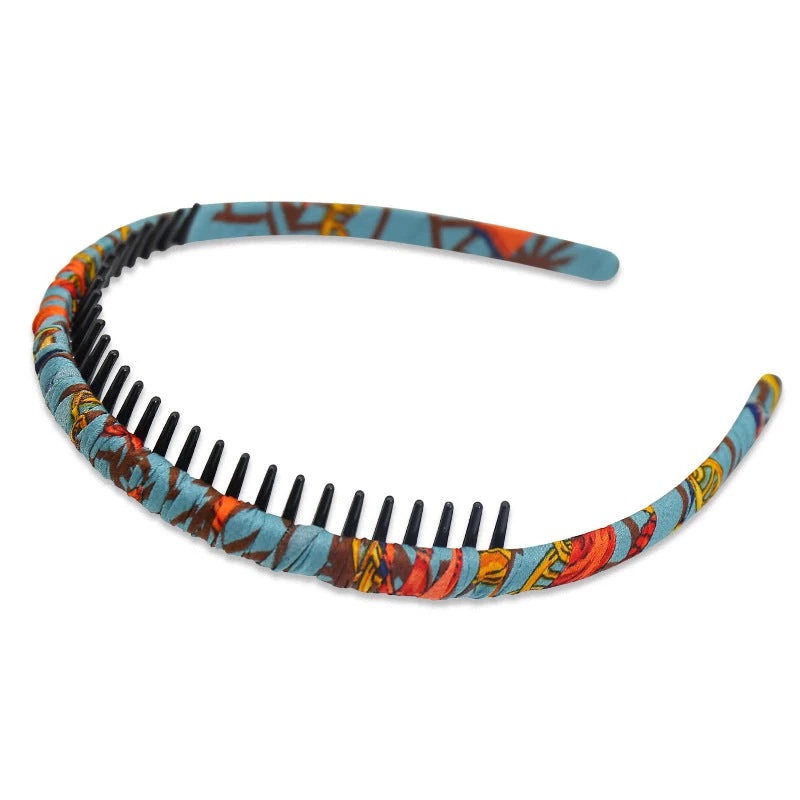Printed Satin Ruched Headband With Teeth - Image 7