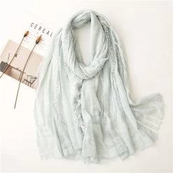 Fringed Hollow Solid Long Scarf