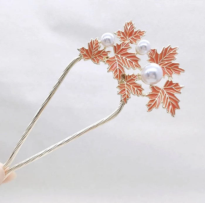 Maple Leaves Metal Hair Fork - Image 7