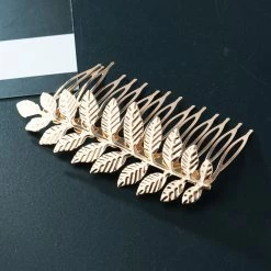 Metallic Leaf Hair Comb