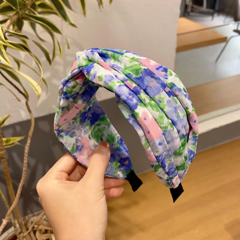 Floral Sheer Chiffon Twist Top Headband - Image 5