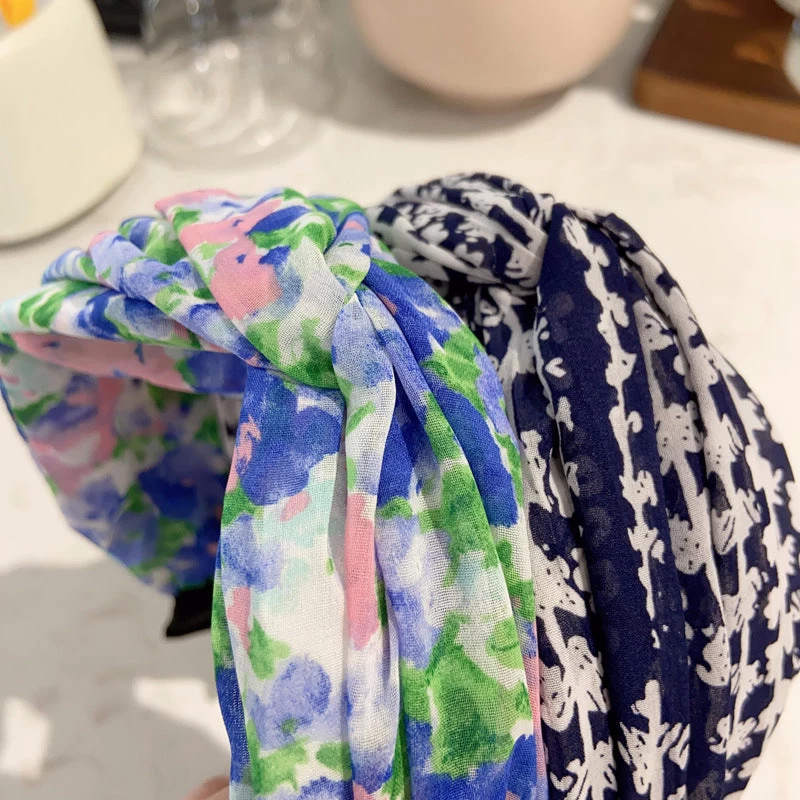 Floral Sheer Chiffon Twist Top Headband - Image 3