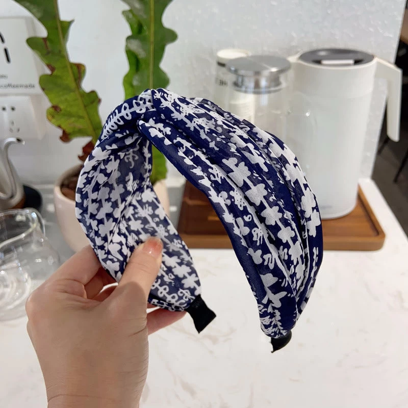 Floral Sheer Chiffon Twist Top Headband - Image 2