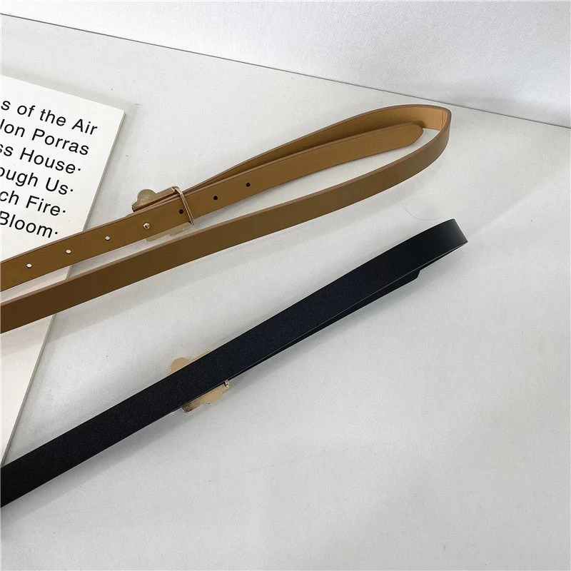 Leather Thin Belt With Rhinestones Buckle - Image 6