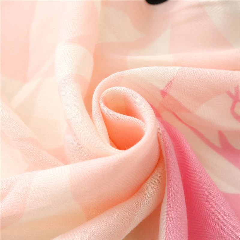 Black Pink Floral Scarf With Tassels - Image 7