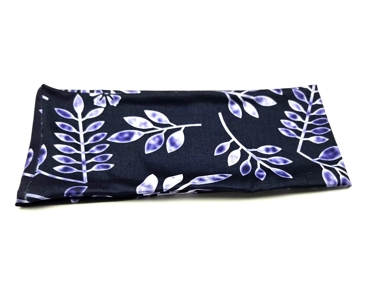 Deep Blue Leaf Branches Patterned Loop Headband - Image 4