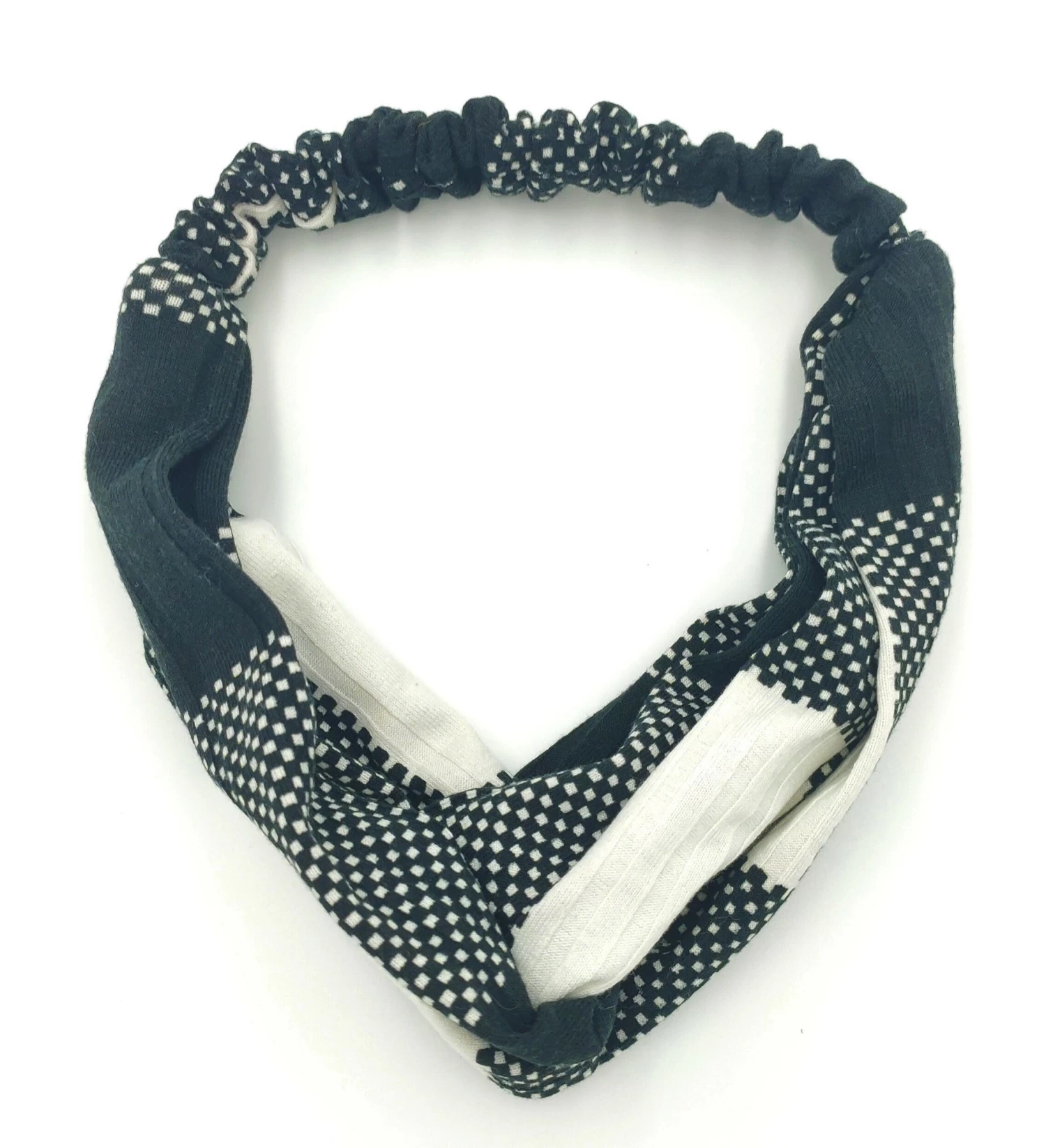 Black White Knitted Elastic Headband - Image 3