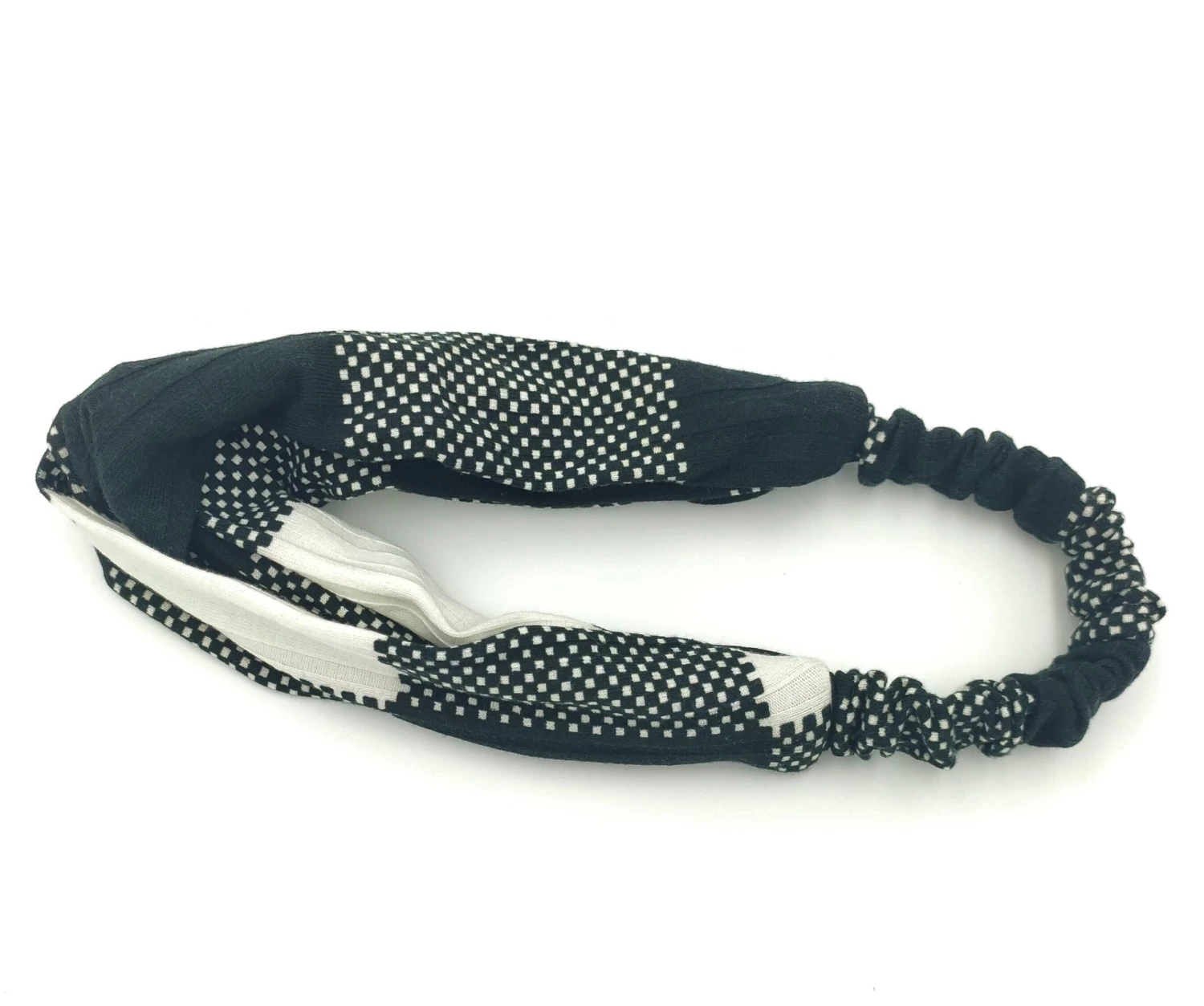 Black White Knitted Elastic Headband - Image 5
