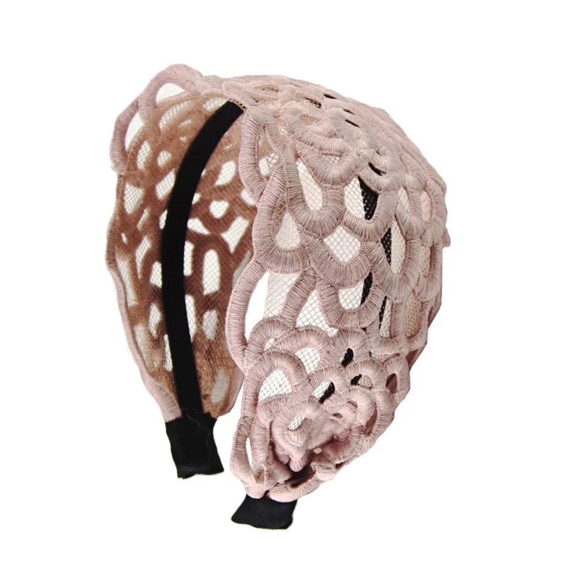 Large Black Floral Lace Headband - Image 3