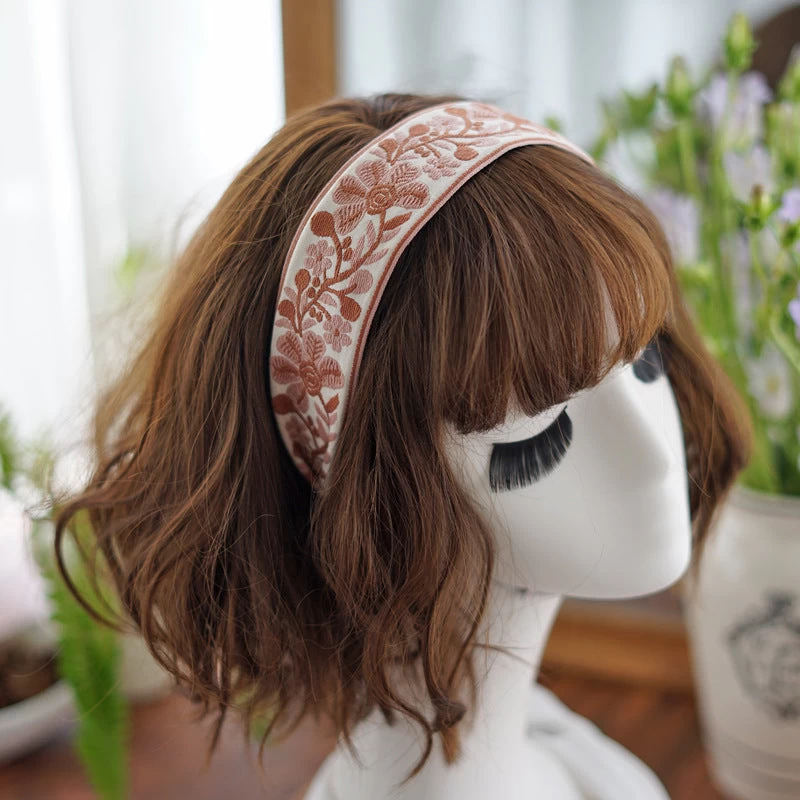 Embroidered Flowers Wide Headband - Image 2