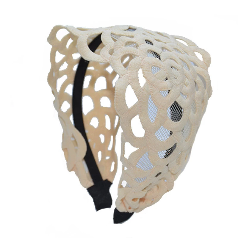 Large Black Floral Lace Headband - Image 2