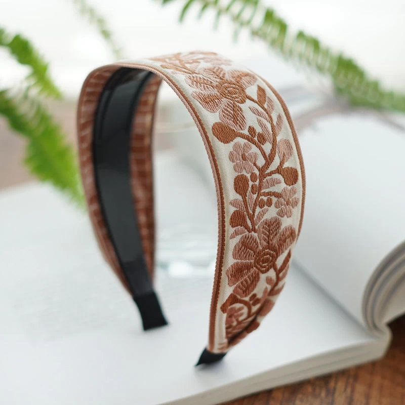 Embroidered Flowers Wide Headband - Image 7