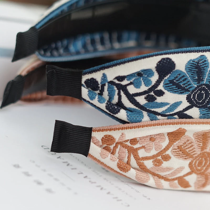 Embroidered Flowers Wide Headband - Image 8