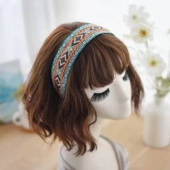 Boho Style Diamond Patterns Embroidered Headband