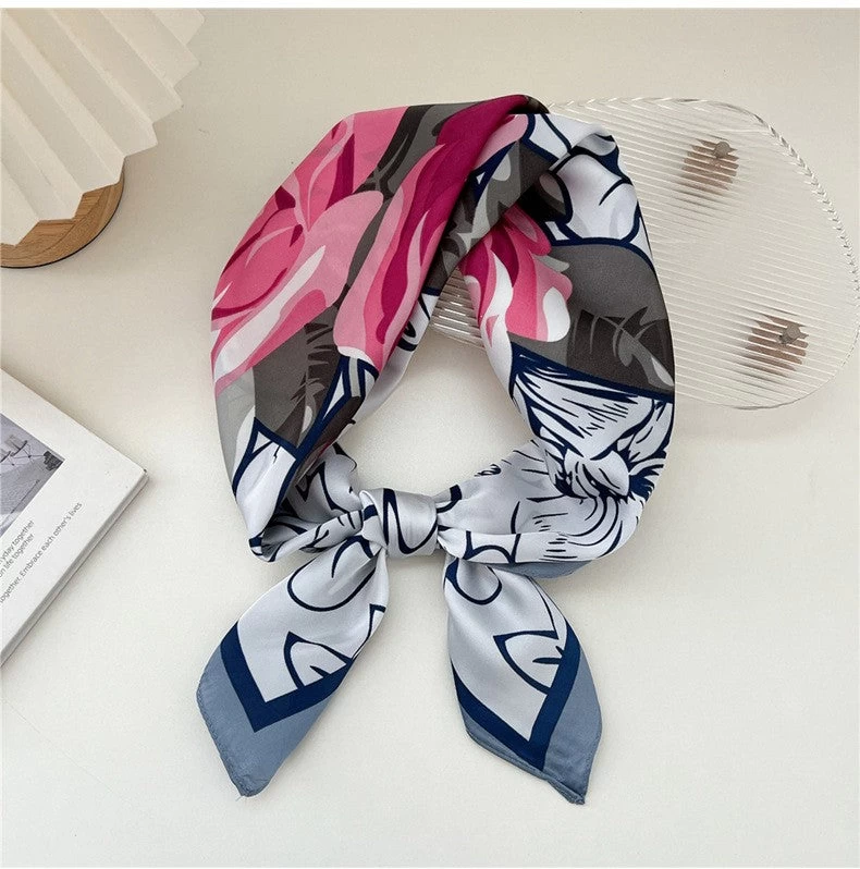 Large Roses Print Square Scarf