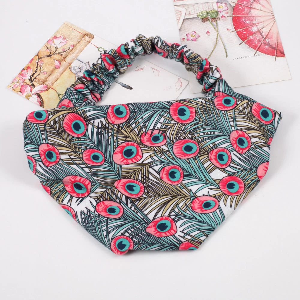 Multi-coloured Peacock Bandanna Headband - Image 4