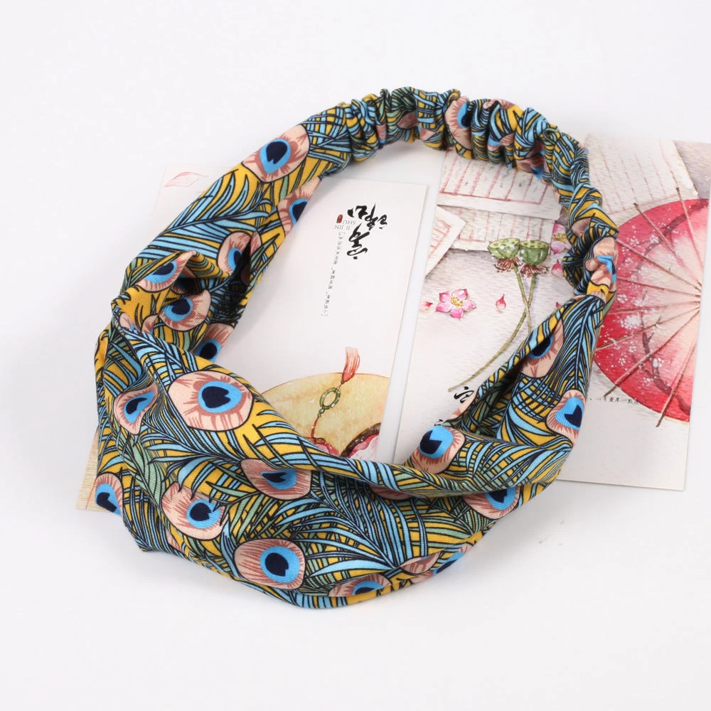 Multi-coloured Peacock Bandanna Headband - Image 3