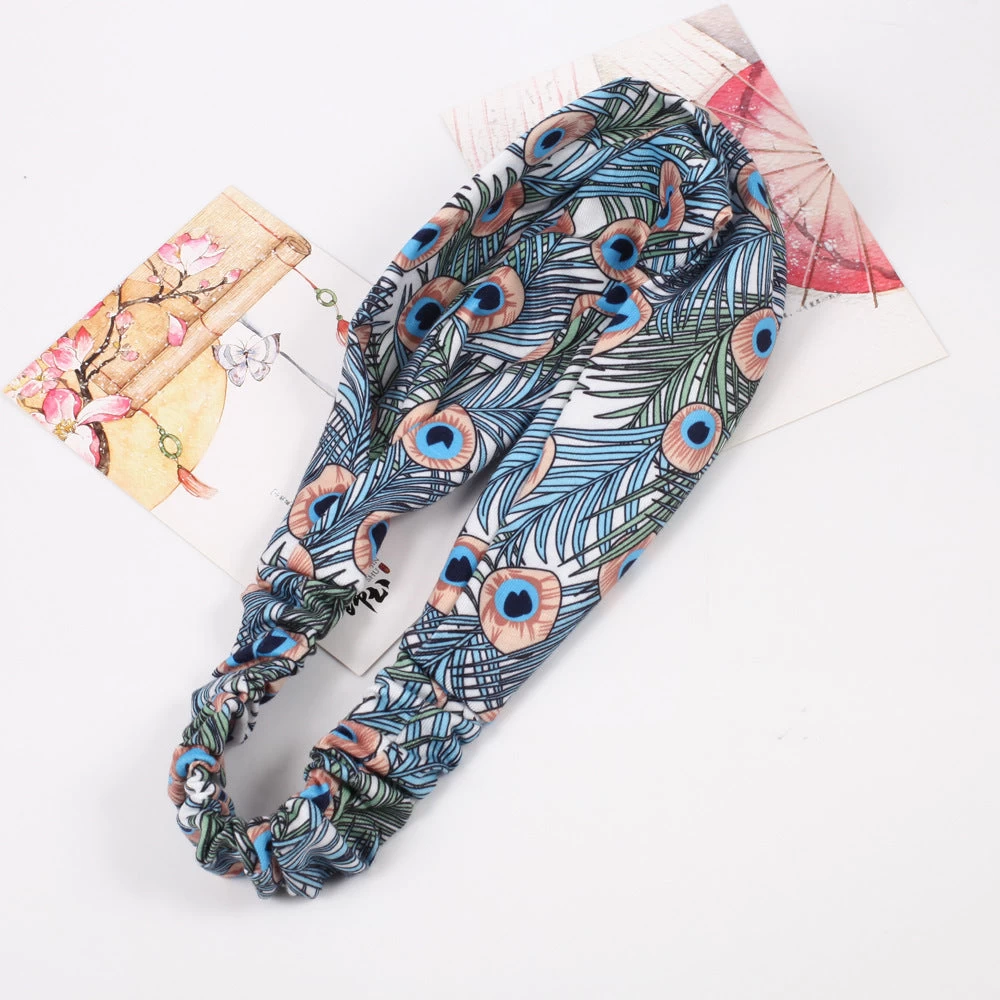 Multi-coloured Peacock Bandanna Headband - Image 10