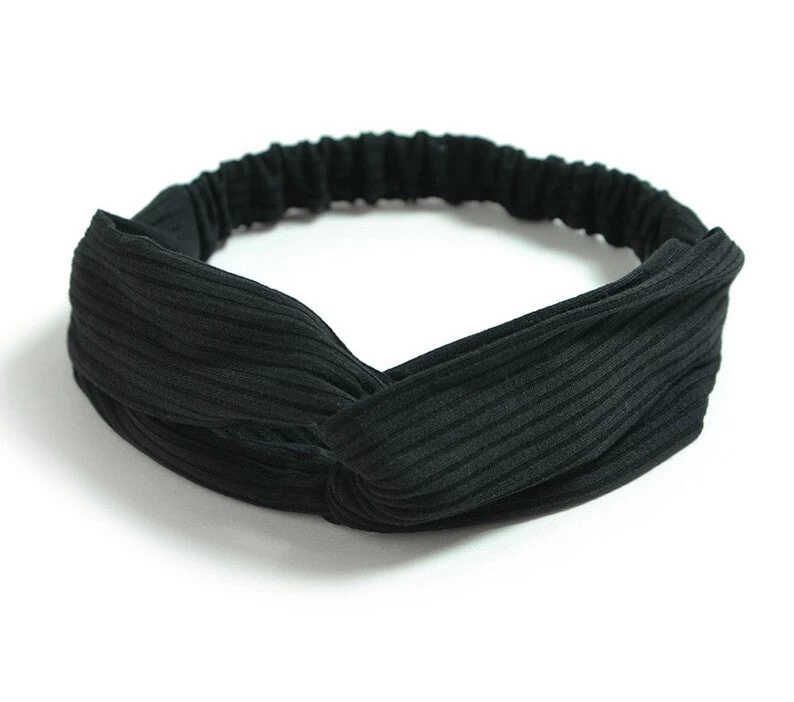 Twist Front Ribbed Cotton Elastic Headband - Image 3