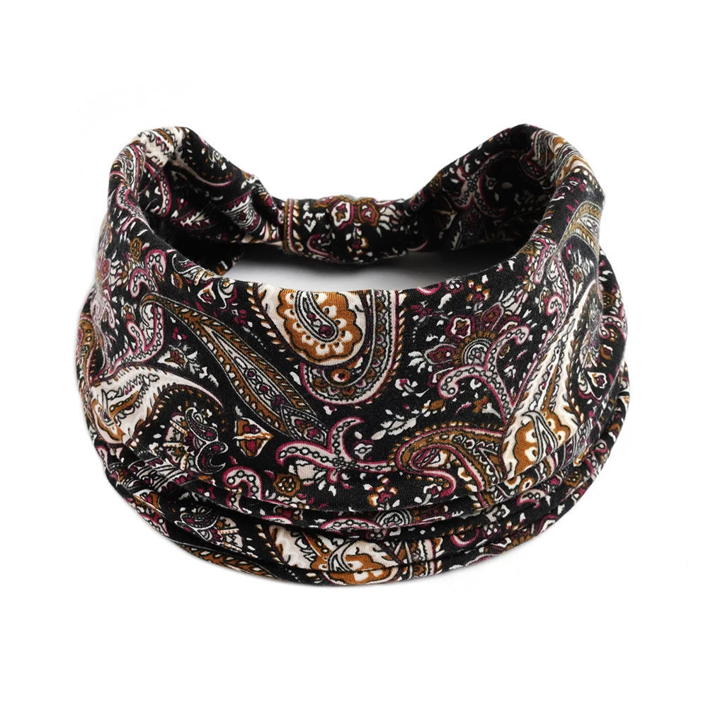 2-way Multi-coloured Paisley Print Knotted Bandanna Headband - Image 2