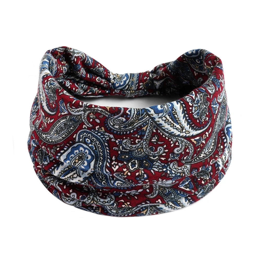 2-way Multi-coloured Paisley Print Knotted Bandanna Headband - Image 3