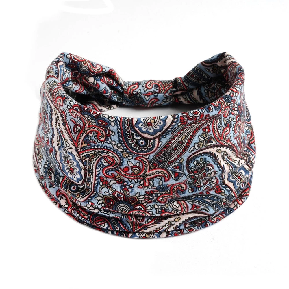 2-way Multi-coloured Paisley Print Knotted Bandanna Headband - Image 6