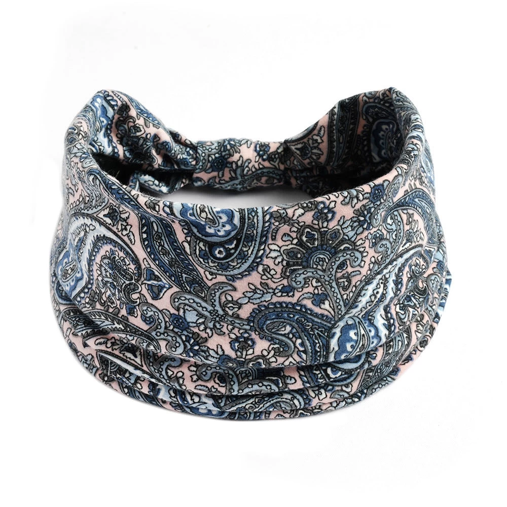 2-way Multi-coloured Paisley Print Knotted Bandanna Headband - Image 4