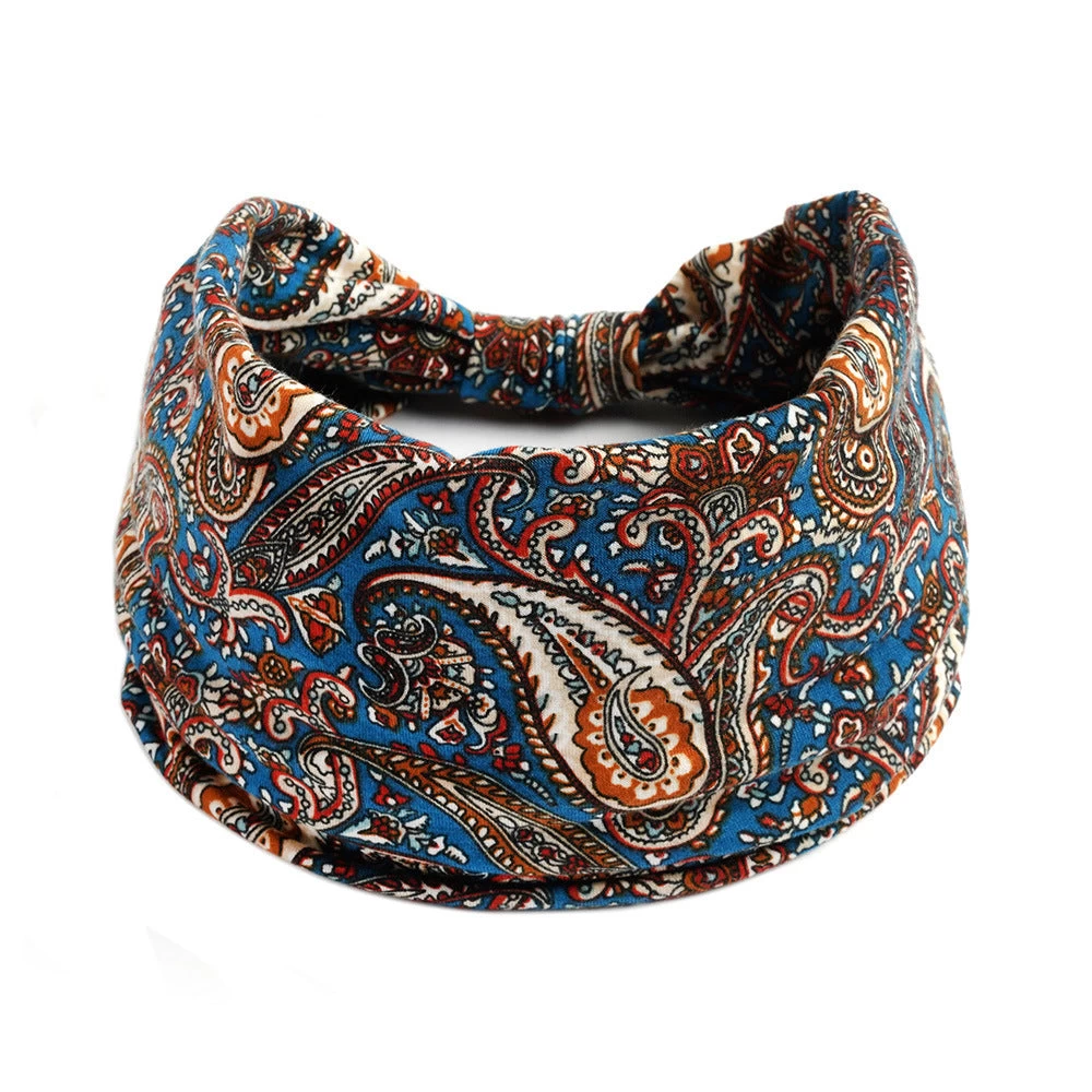 2-way Multi-coloured Paisley Print Knotted Bandanna Headband - Image 5