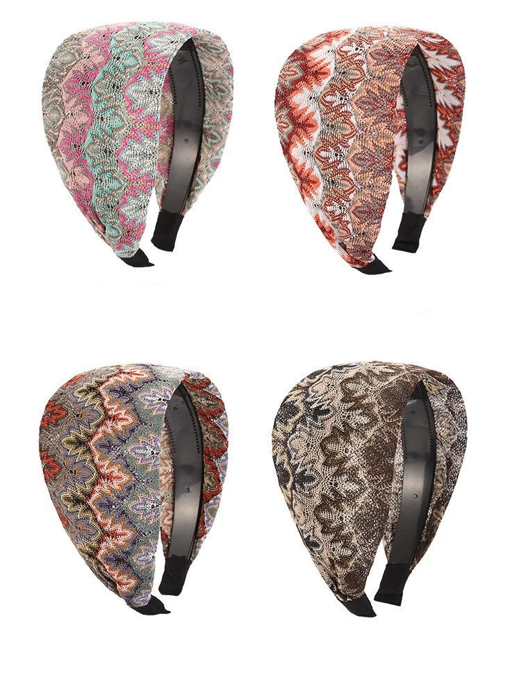 8cm Wide Floral Stitched Lace Headband - Image 2