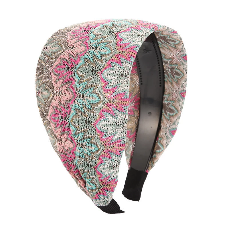 8cm Wide Floral Stitched Lace Headband - Image 4