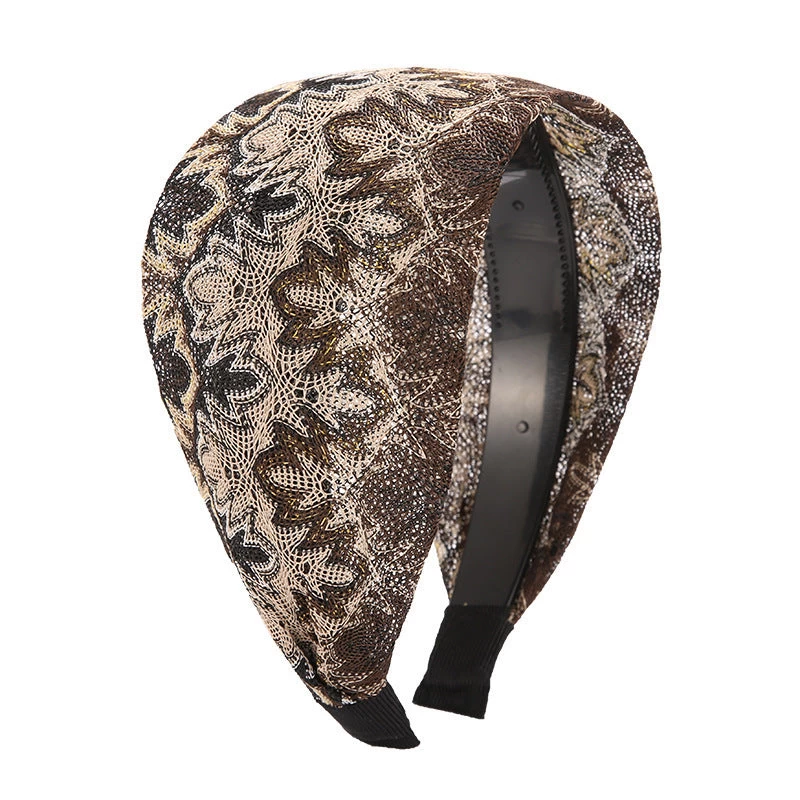 8cm Wide Floral Stitched Lace Headband - Image 9
