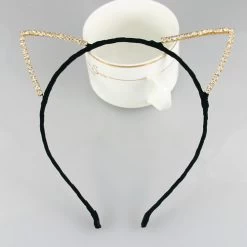 Chiffon Fabric Shiny Gems Cat Ears Headband