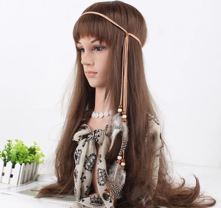 White Spotted Feather Brown Hair Tie - Image 5