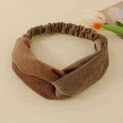 Kids Velvet Elastic Headband In Light Brown
