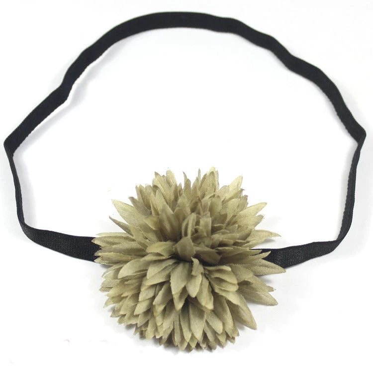 Olive Flower Bow Elastic Headband