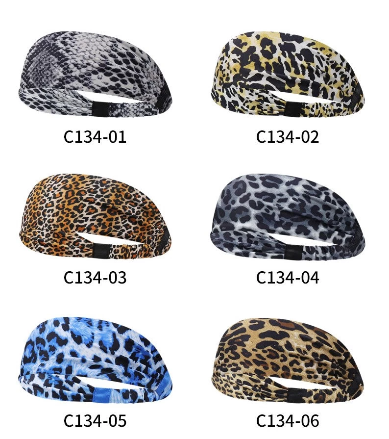 Leopard Patterned Sporty Elastic Bandanna Hair Band - Image 2