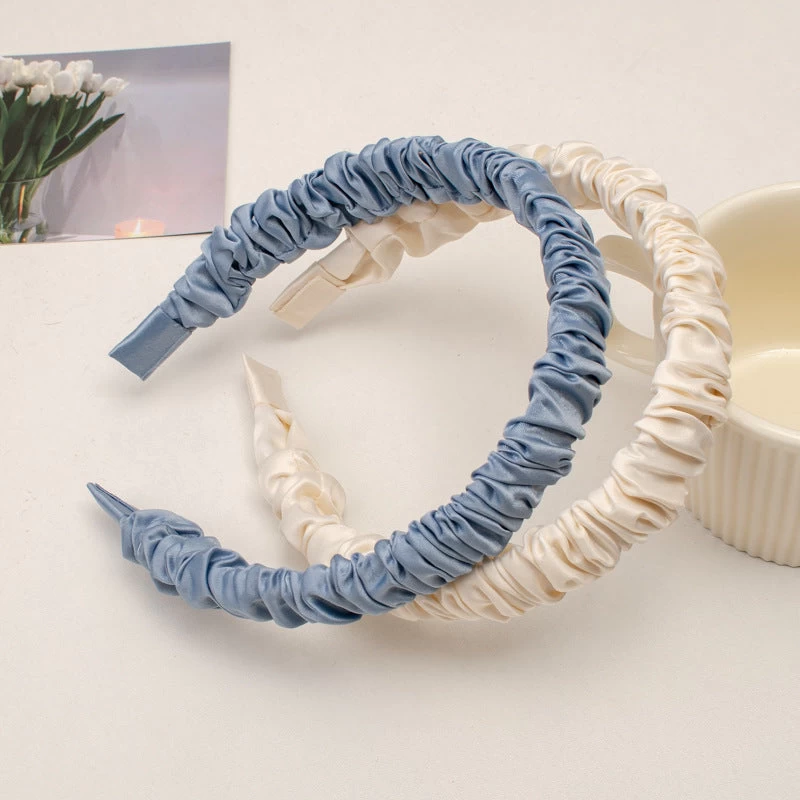 Satin Slim Ruched Headband - Image 2