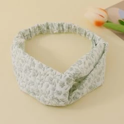 Twist Top Embroidery Floral Elastic Headband
