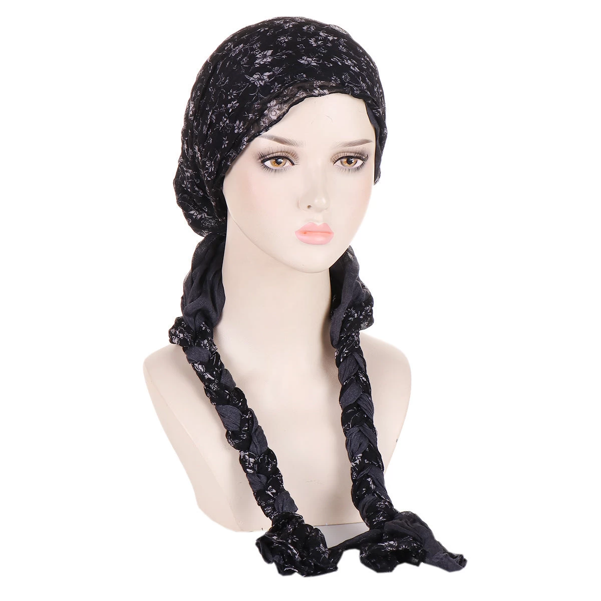 Floral Headscarf With Braided Ends - Image 3