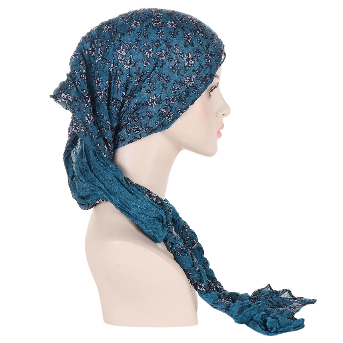 Floral Headscarf With Braided Ends